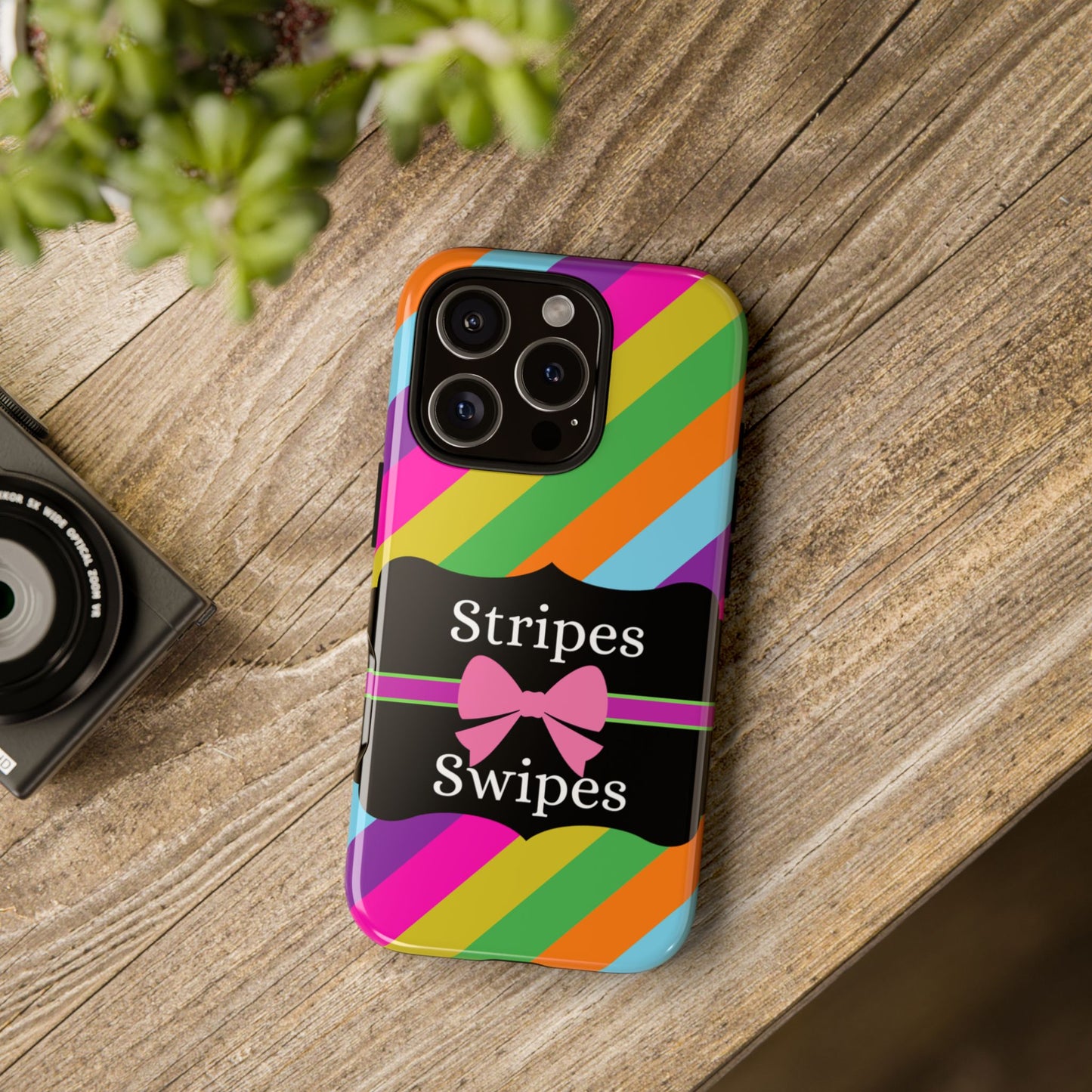 Phone Case iPhone 16/15/14 - Diagonal Vivid Stripes & Swipes Tough Case