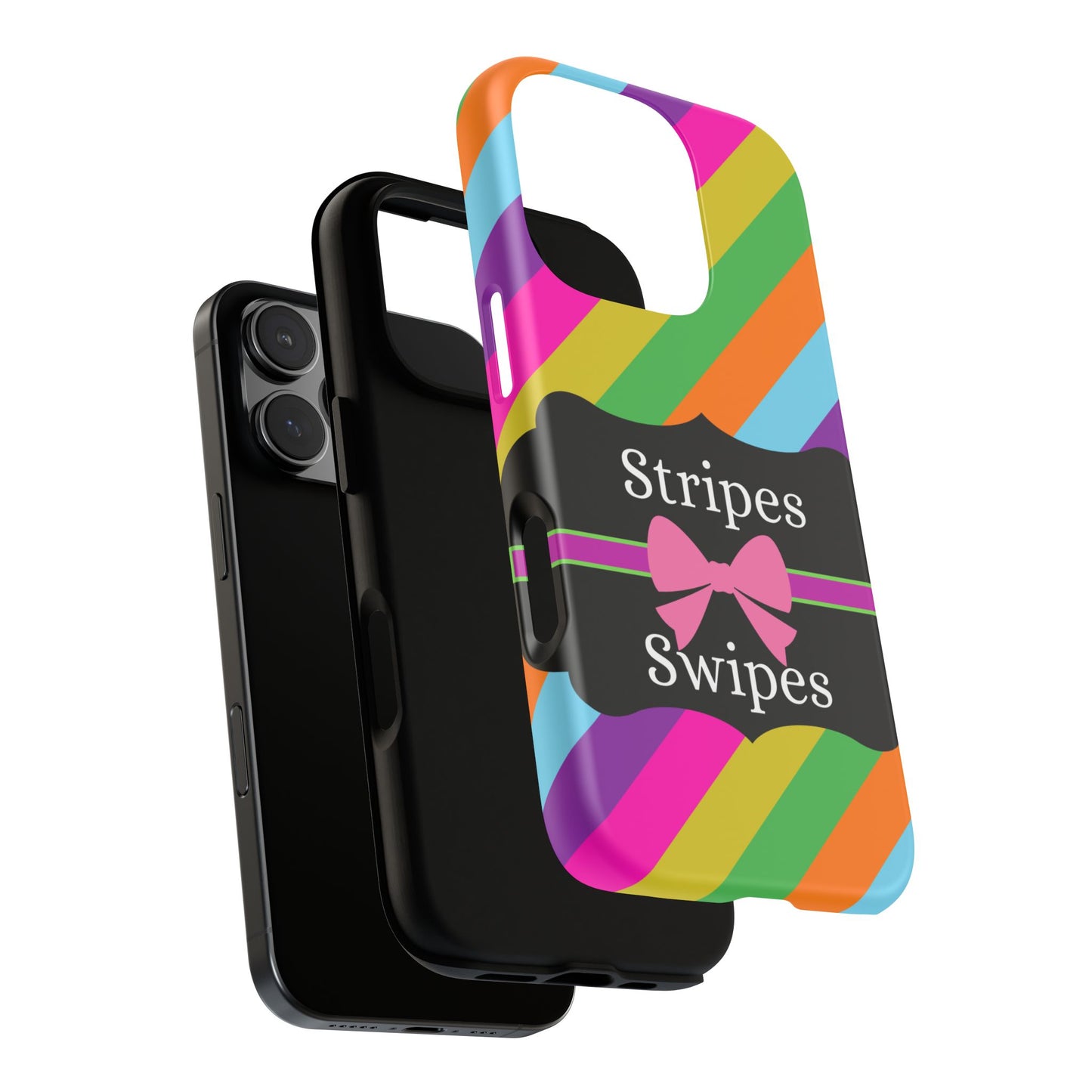 Phone Case iPhone 16/15/14 - Diagonal Vivid Stripes & Swipes Tough Case