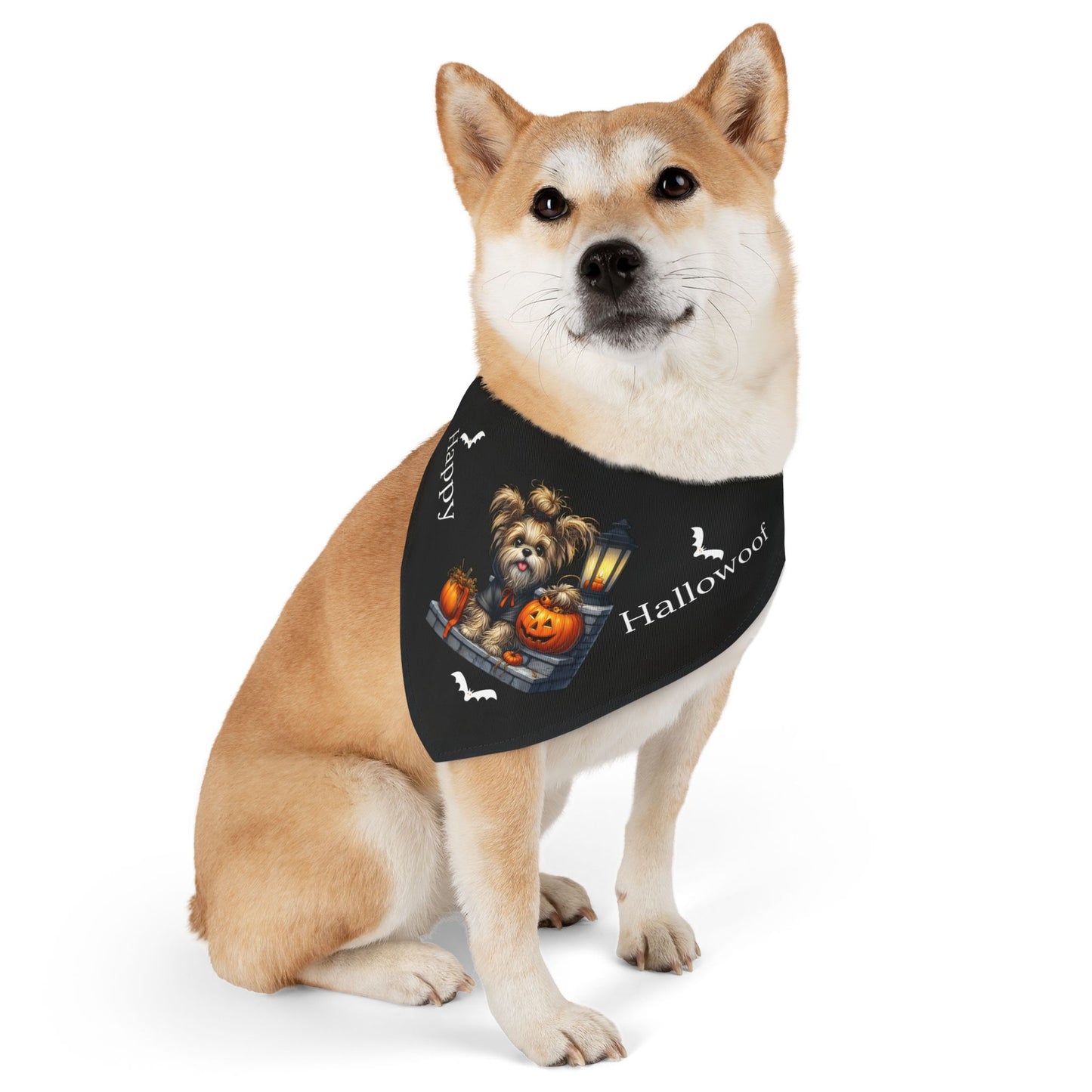 Happy "Hallowoof" - LARGE Pet Bandana Collar BLACK 09