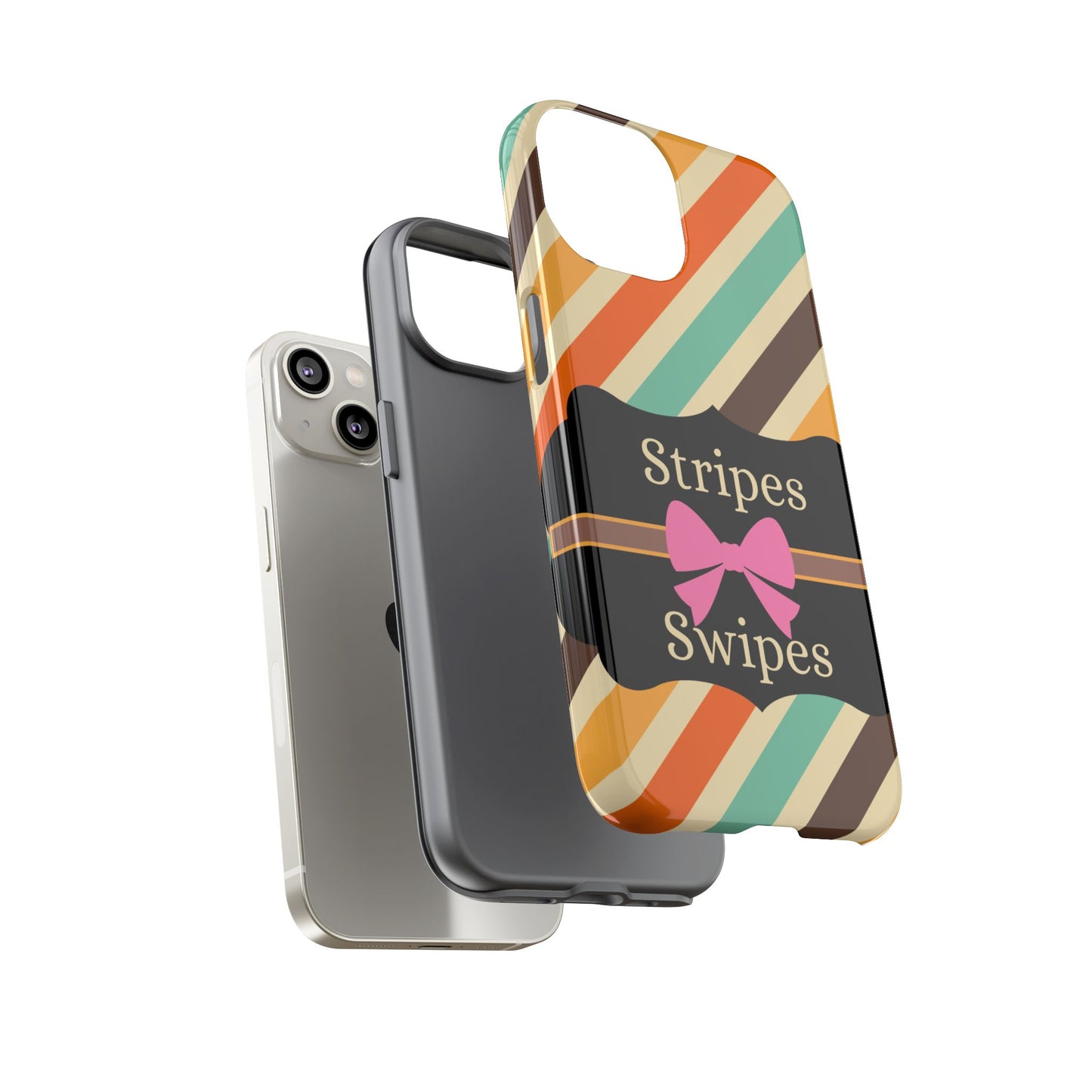 Phone Case iPhone 16/15/14 - Diagonal Retro Stripes & Swipes Tough Case