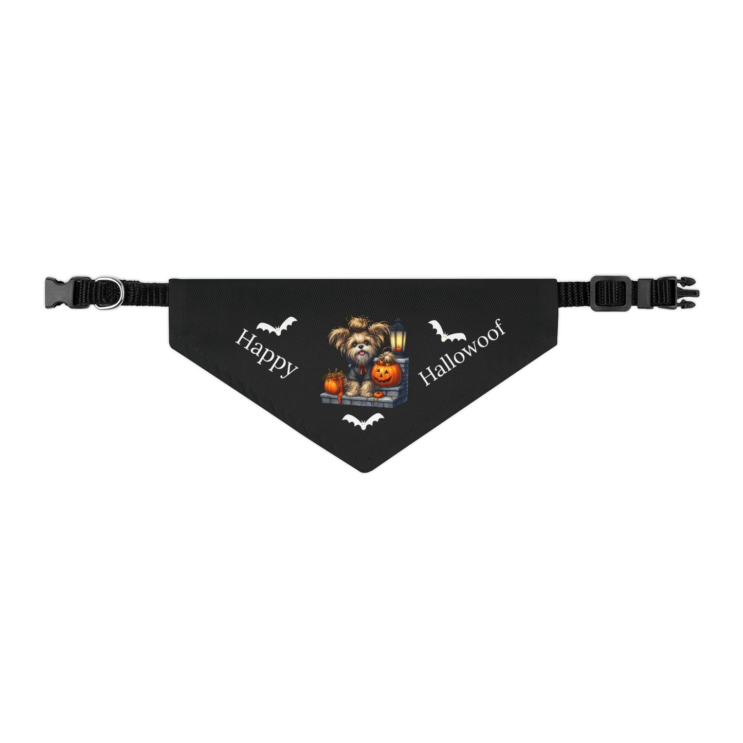 Happy "Hallowoof" - SMALL Pet Bandana Collar BLACK 09