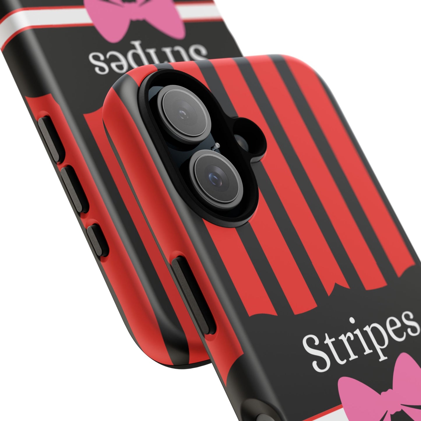 Phone Case iPhone 16/15/14 - Red/Black/White Stripes & Swipes Tough Case