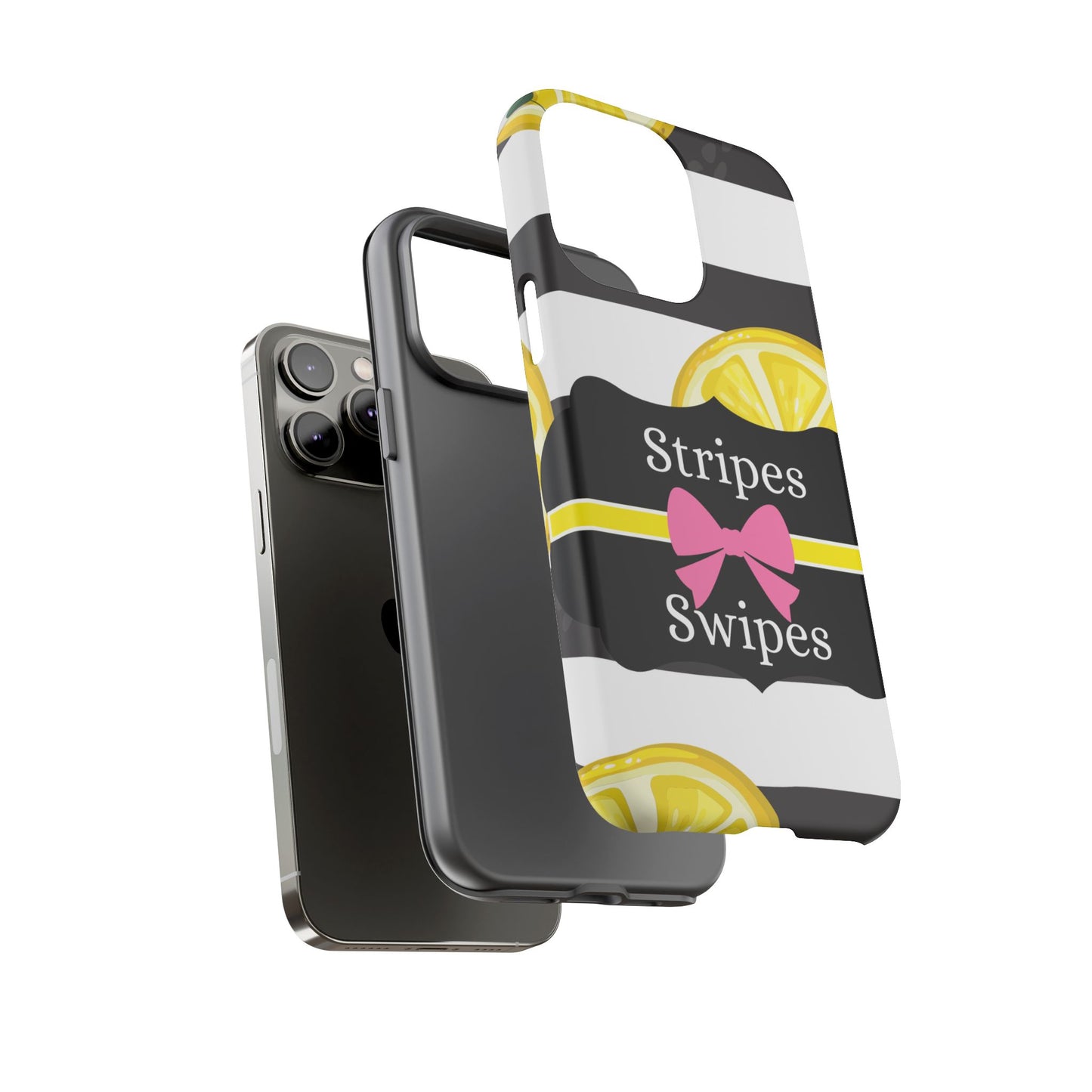 Phone Case iPhone 16/15/14 - Lemony Stripes & Swipes Tough Case