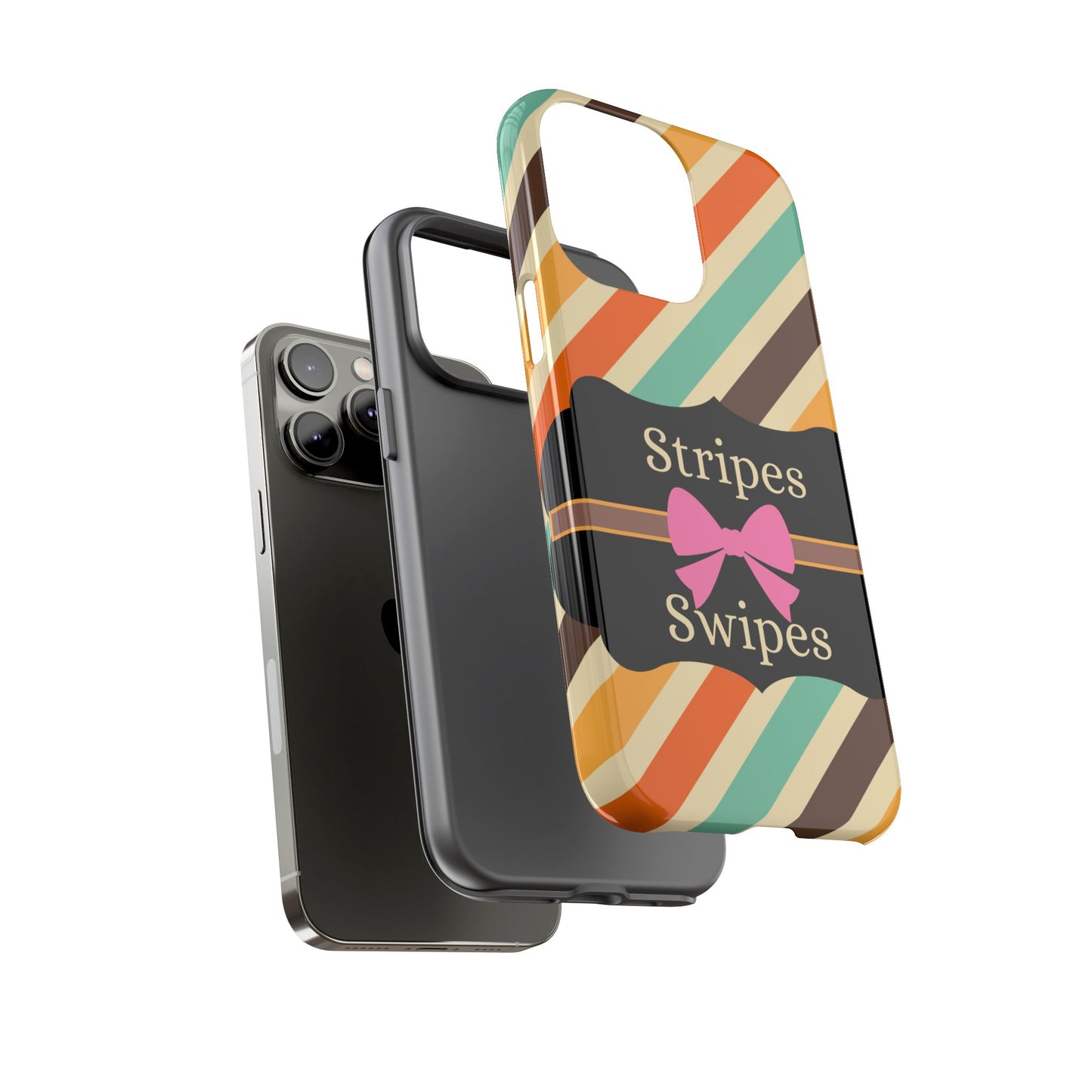 Phone Case iPhone 16/15/14 - Diagonal Retro Stripes & Swipes Tough Case