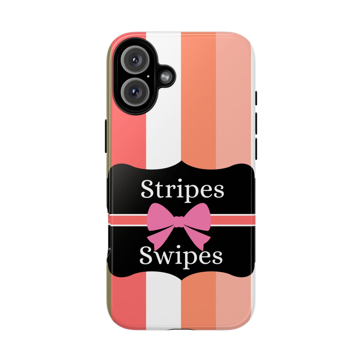 Phone Case iPhone 16/15/14 - Peachy Stripes & Swipes Tough Case