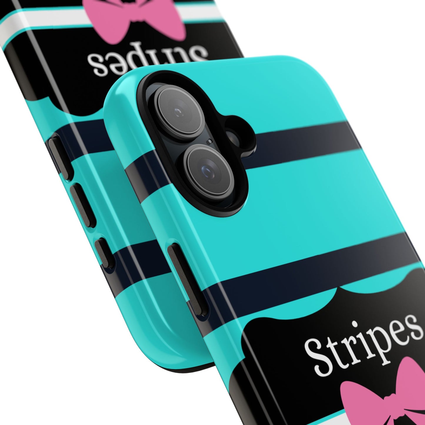 Phone Case iPhone 16/15/14 - Blue/Black Stripes & Swipes Tough Case