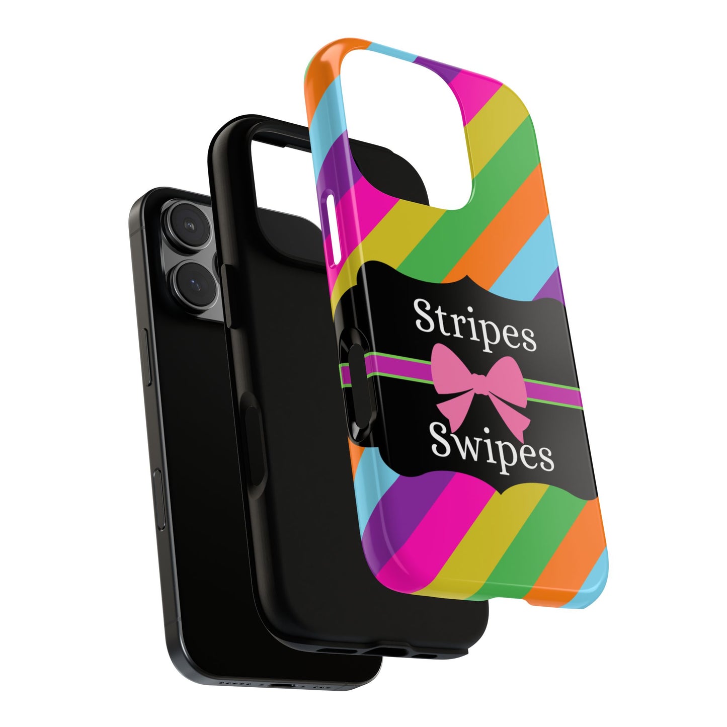 Phone Case iPhone 16/15/14 - Diagonal Vivid Stripes & Swipes Tough Case