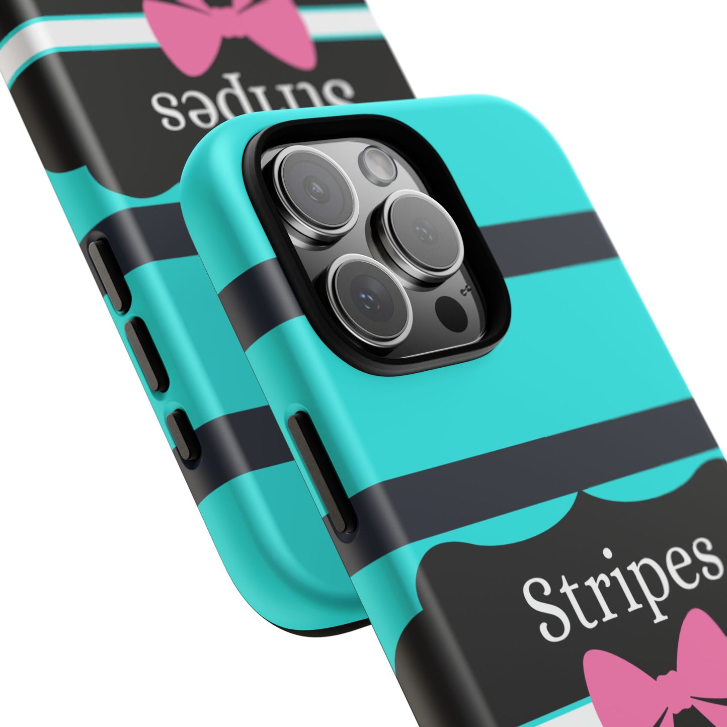 Phone Case iPhone 16/15/14 - Blue/Black Stripes & Swipes Tough Case