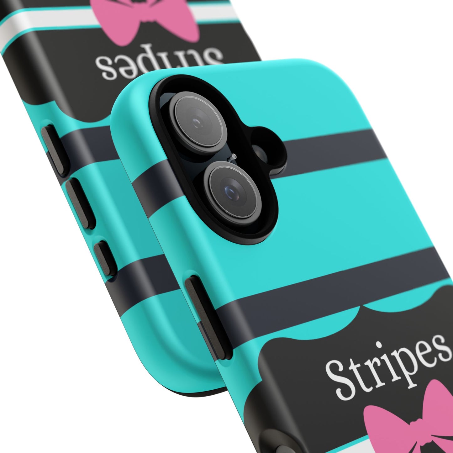 Phone Case iPhone 16/15/14 - Blue/Black Stripes & Swipes Tough Case