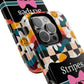 Phone Case iPhone 16/15/14 - Smiley Faces Stripes & Swipes Tough Case