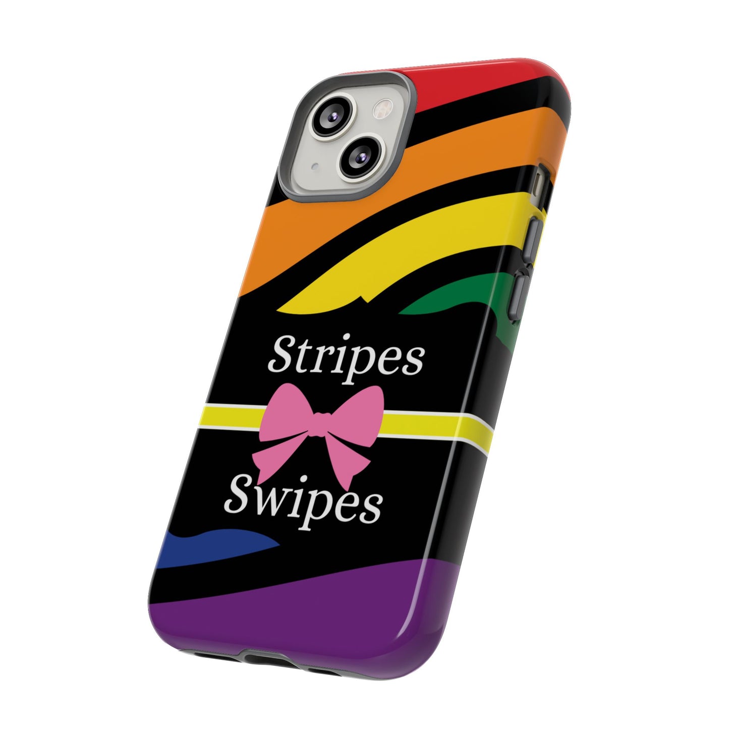 Phone Case iPhone 16/15/14 - Wavy Vivid Stripes & Swipes Tough Case