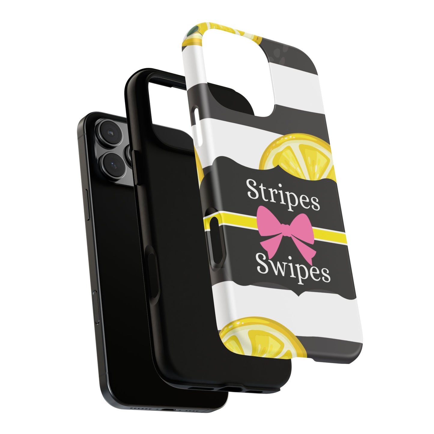 Phone Case iPhone 16/15/14 - Lemony Stripes & Swipes Tough Case