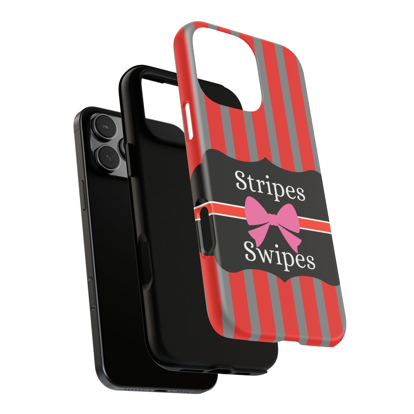 Phone Case iPhone 16/15/14 - Red/Gray Stripes & Swipes Tough Case