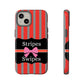 Phone Case iPhone 16/15/14 - Red/Gray Stripes & Swipes Tough Case