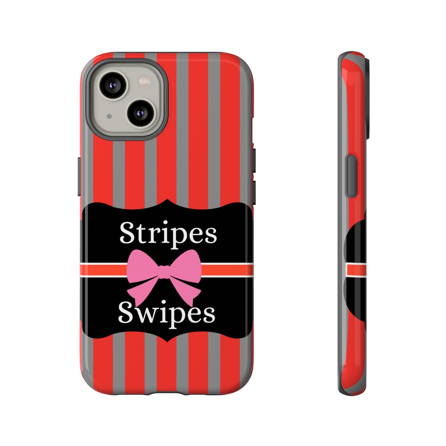 Phone Case iPhone 16/15/14 - Red/Gray Stripes & Swipes Tough Case