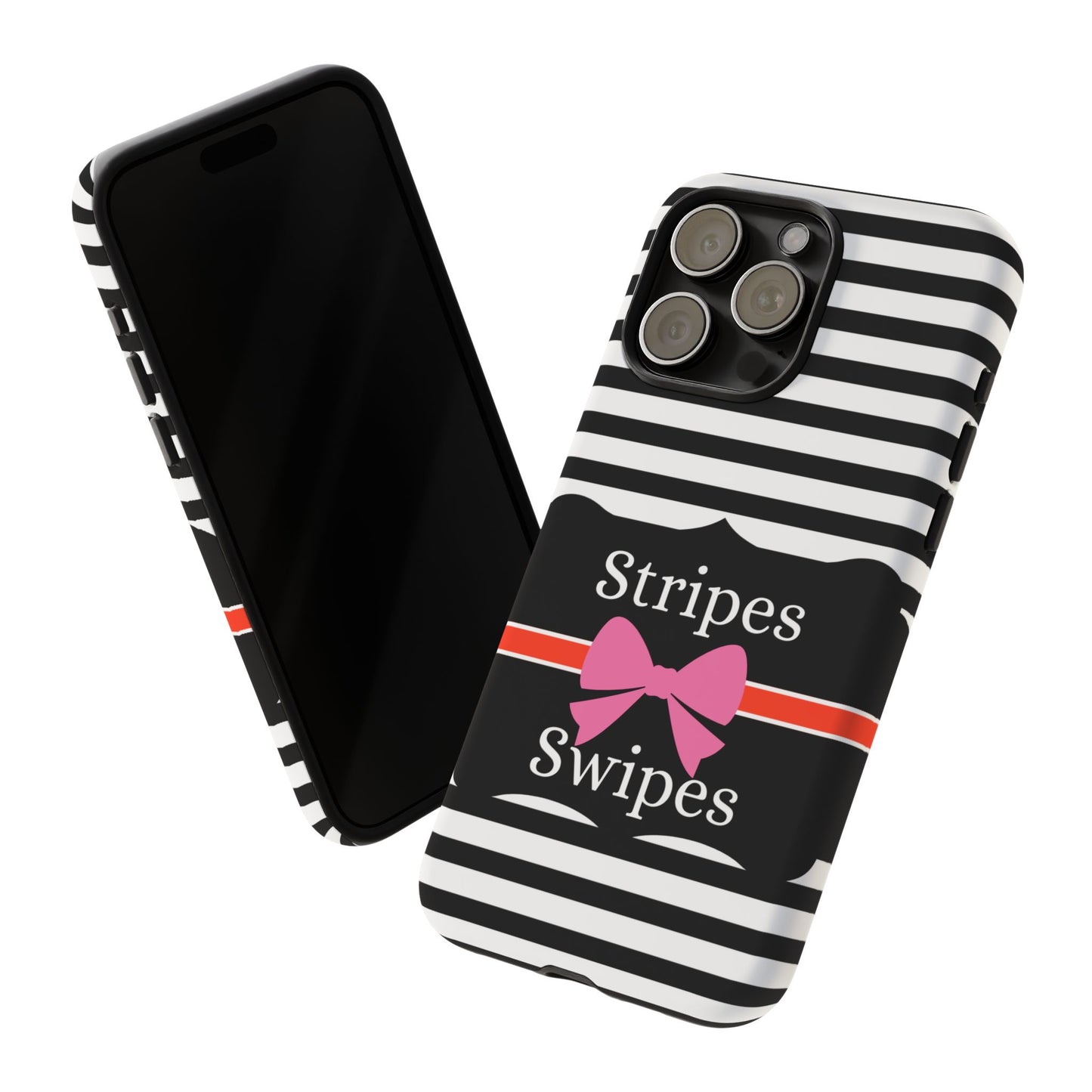 Phone Case iPhone 16/15/14 -Black/White/Red Stripes & Swipes Tough Case