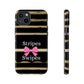 Phone Case iPhone 16/15/14 - Black/Beige Stripes & Swipes Tough Case