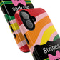 Phone Case iPhone 16/15/14 - Wavy Vivid/Pink Stripes & Swipes Tough Case