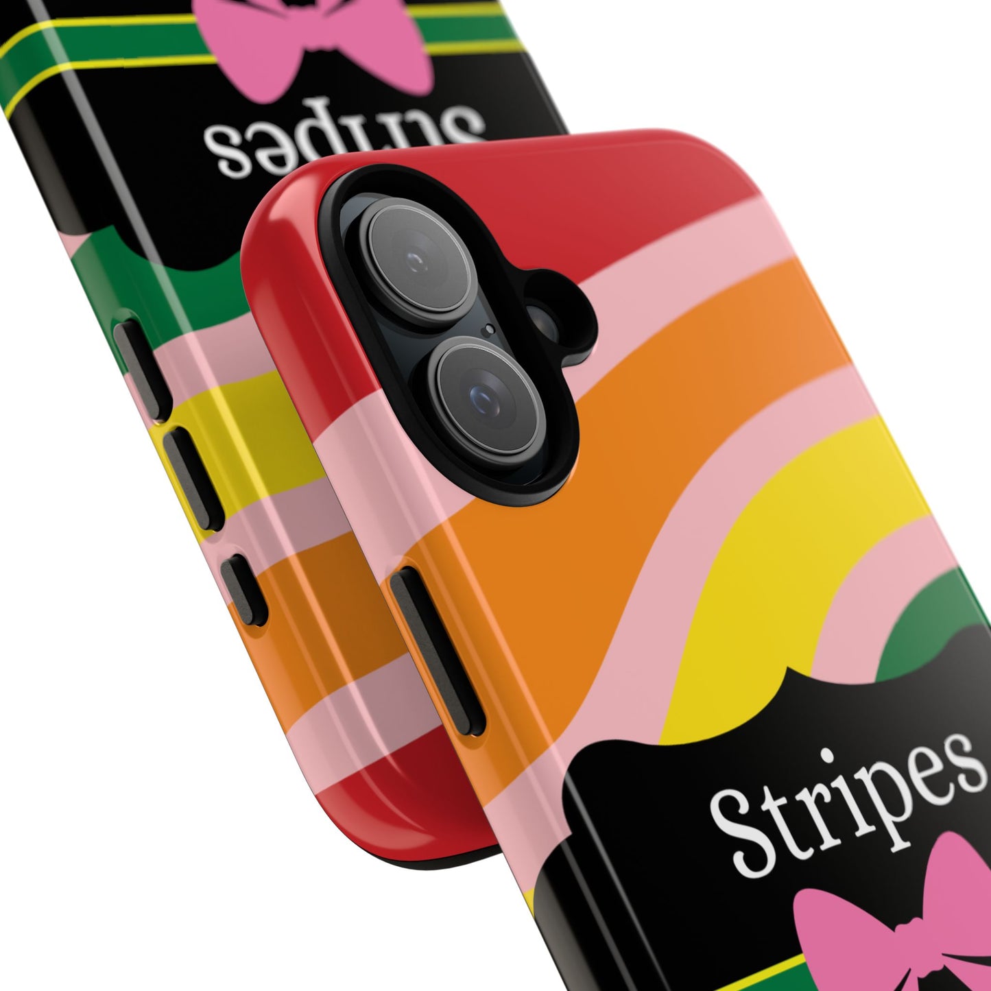 Phone Case iPhone 16/15/14 - Wavy Vivid/Pink Stripes & Swipes Tough Case