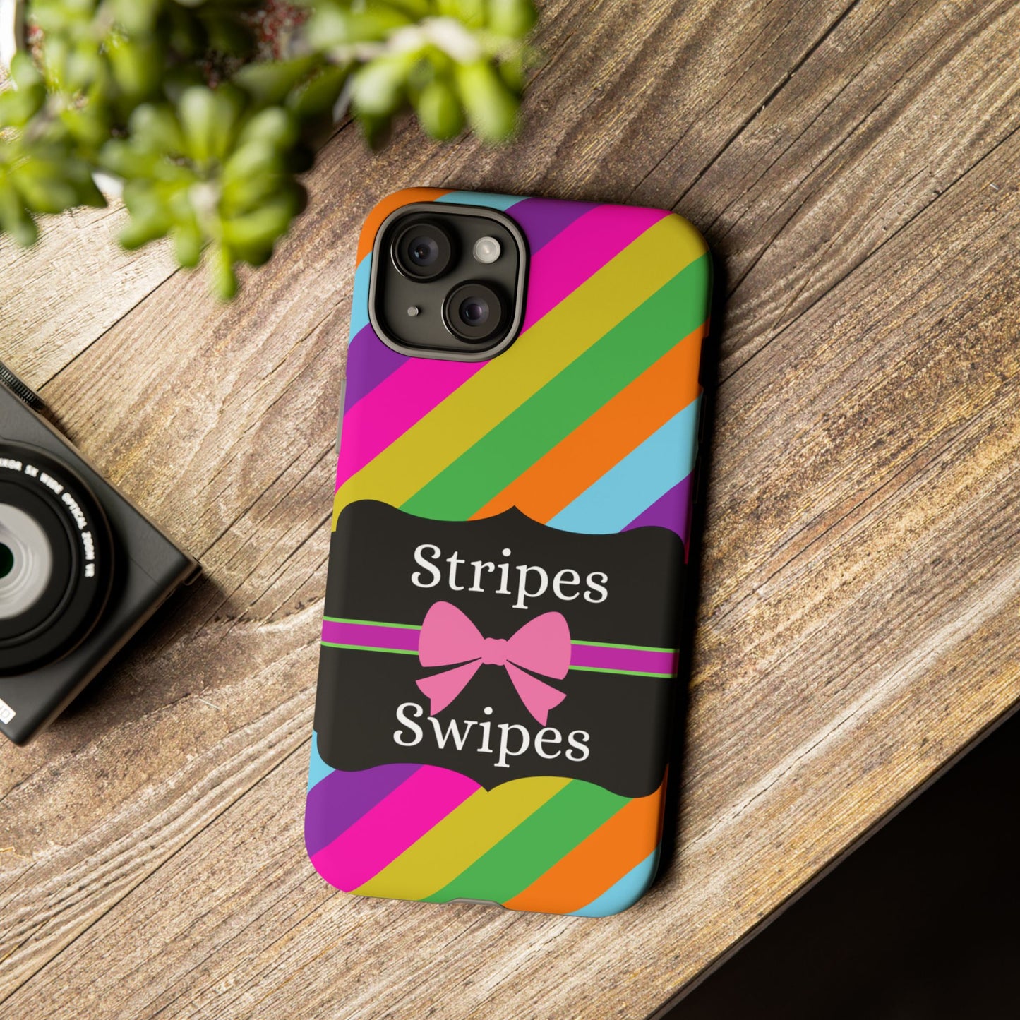 Phone Case iPhone 16/15/14 - Diagonal Vivid Stripes & Swipes Tough Case