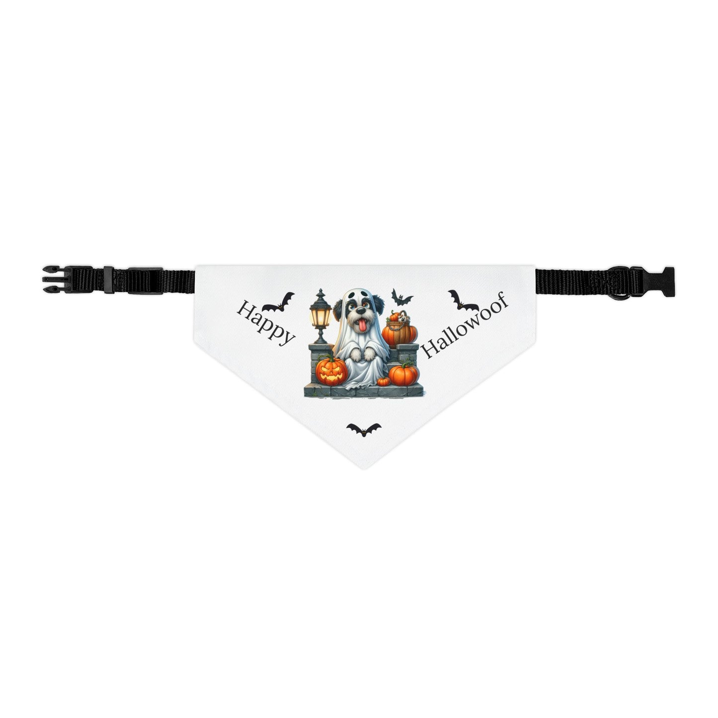 Happy "Hallowoof" - MEDIUM Pet Bandana Collar WHITE 06