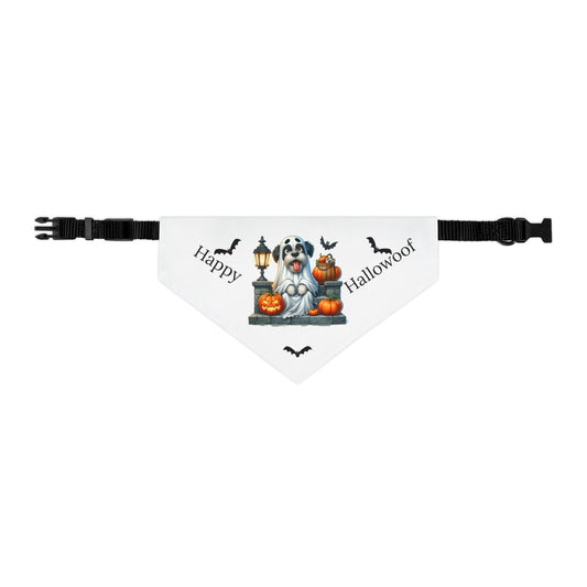 Happy "Hallowoof" - MEDIUM Pet Bandana Collar WHITE 06