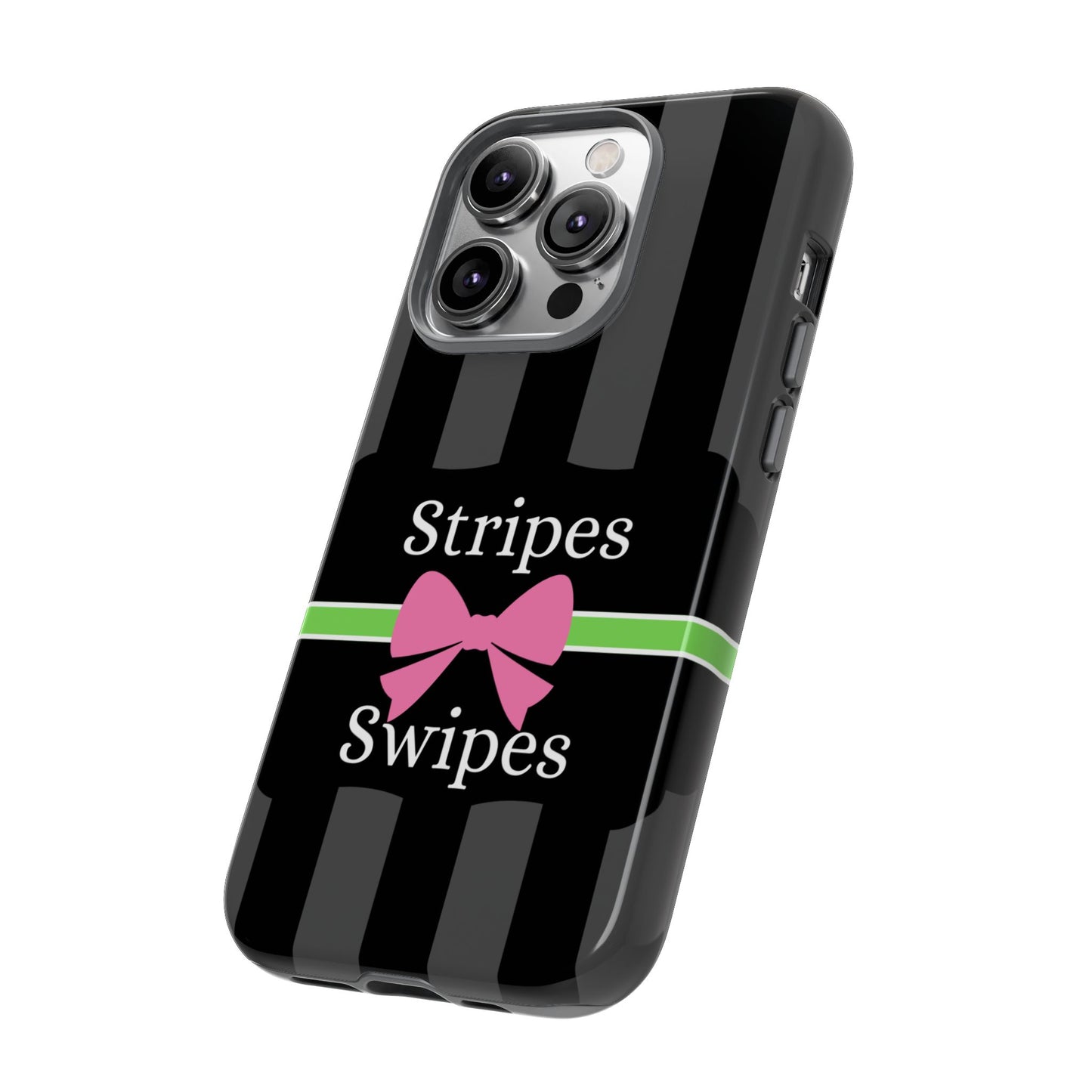 Phone Case iPhone 16/15/14 - Gray/Pink Stripes & Swipes Tough Case