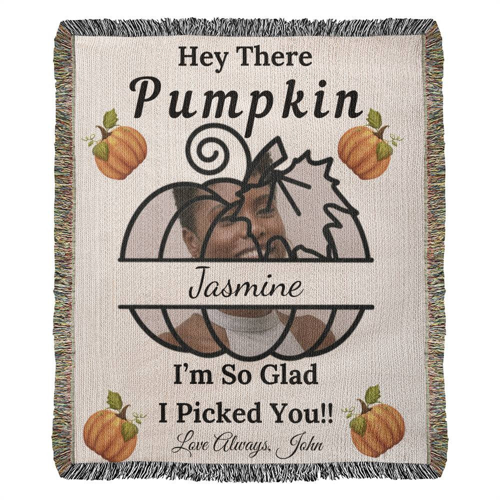 Hey There Pumpkin - PERSONALIZED PHOTO Heirloom Woven Blanket