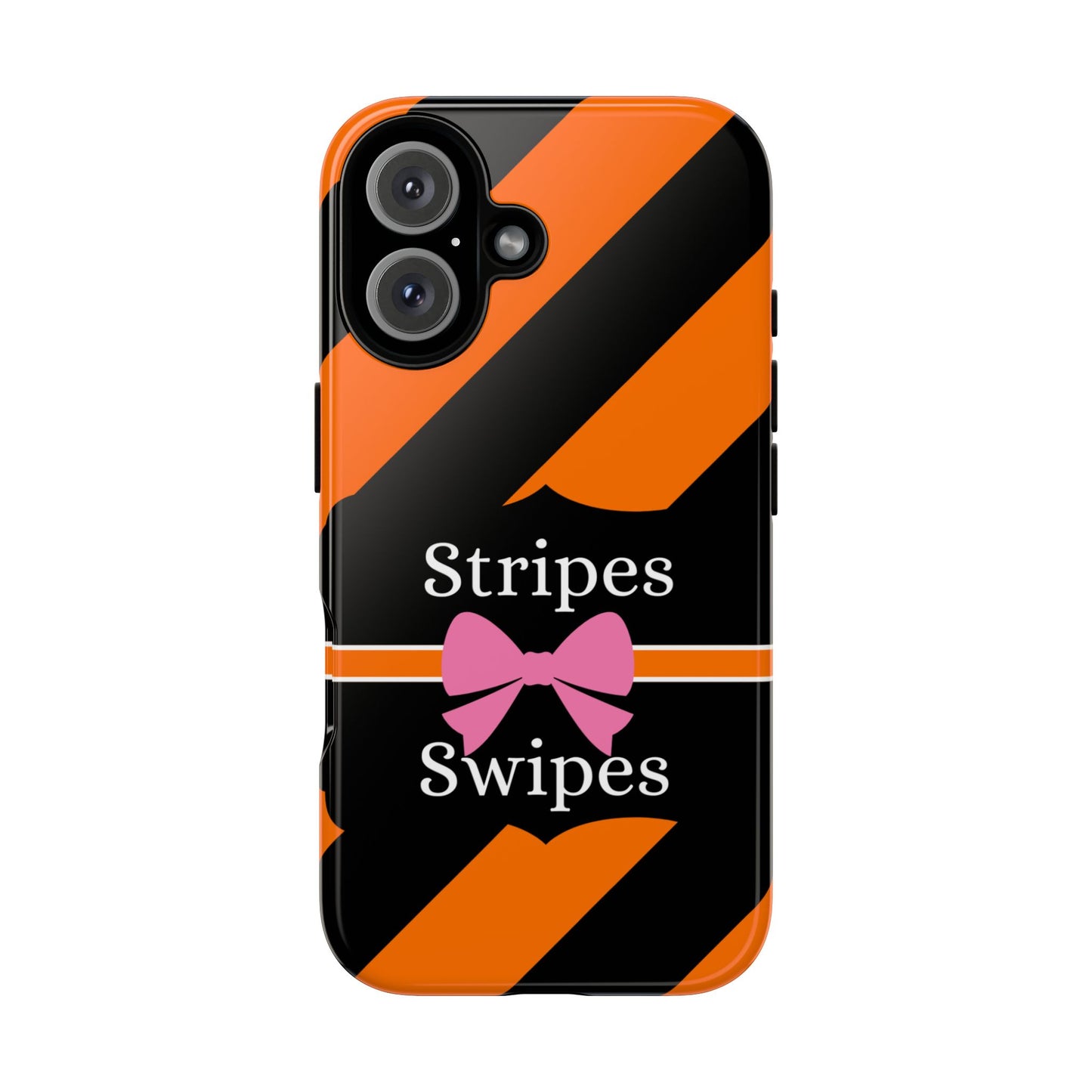 Phone Case iPhone 16/15/14 - Orange/Black Stripes & Swipes Tough Case