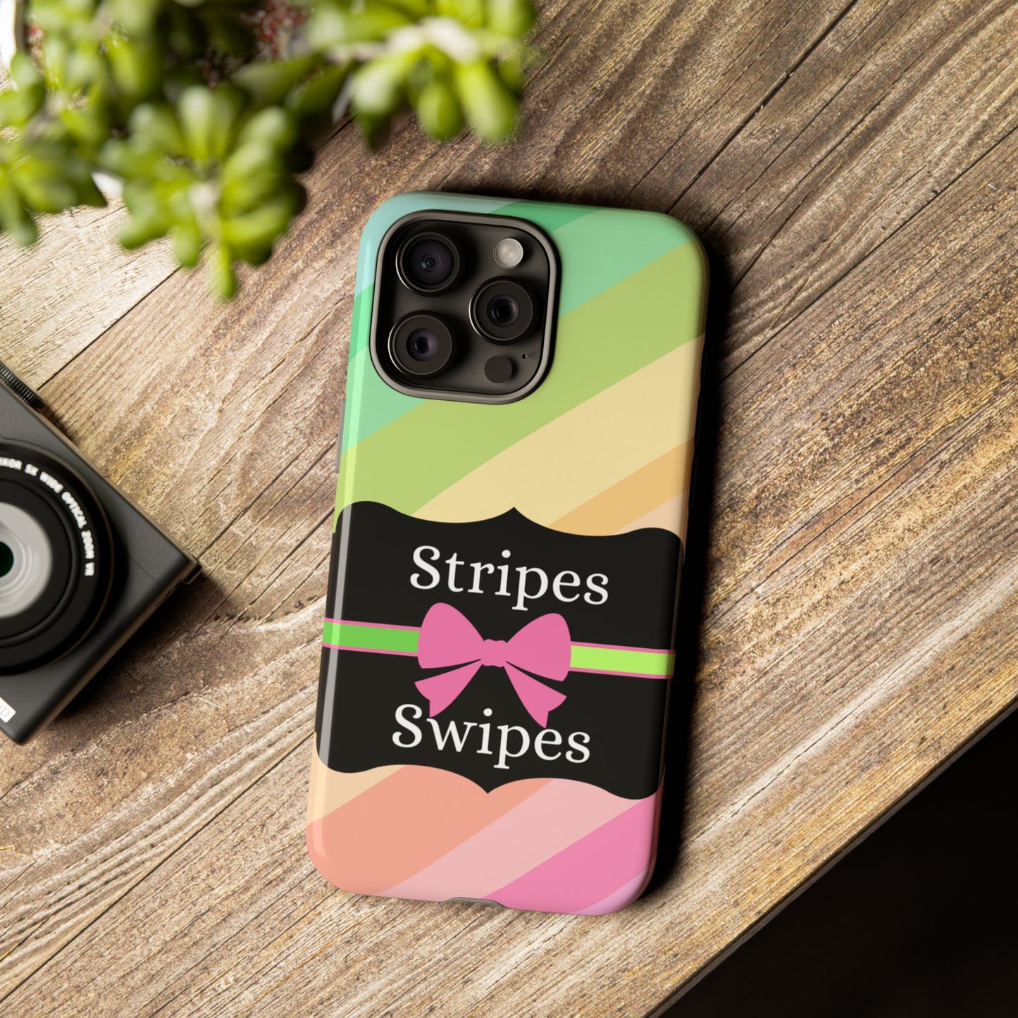 Phone Case iPhone 16/15/14 - Diagonal Pastel Stripes & Swipes Tough Case