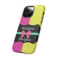 Phone Case iPhone 16/15/14 - Pink/Yellow Stripes & Swipes Tough Case