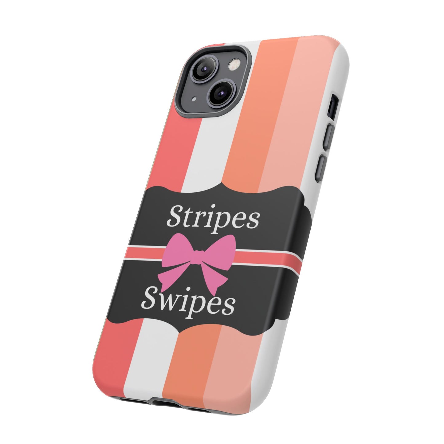 Phone Case iPhone 16/15/14 - Peachy Stripes & Swipes Tough Case