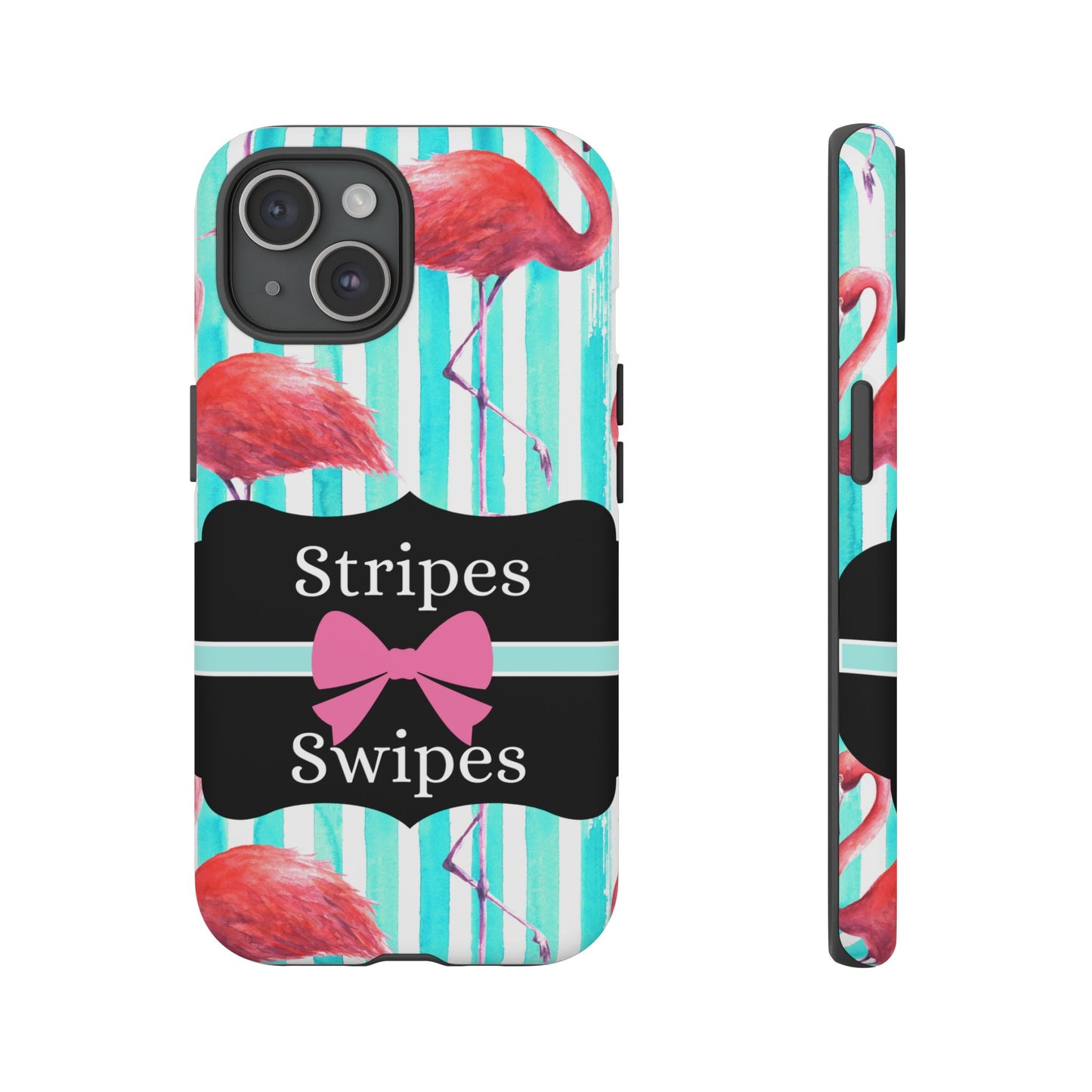 Phone Case iPhone 16/15/14 - Flamingo Stripes & Swipes Tough Case