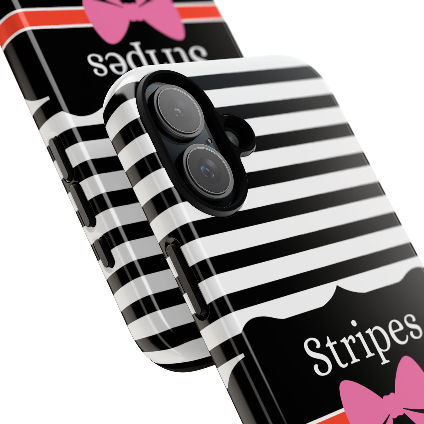 Phone Case iPhone 16/15/14 -Black/White/Red Stripes & Swipes Tough Case