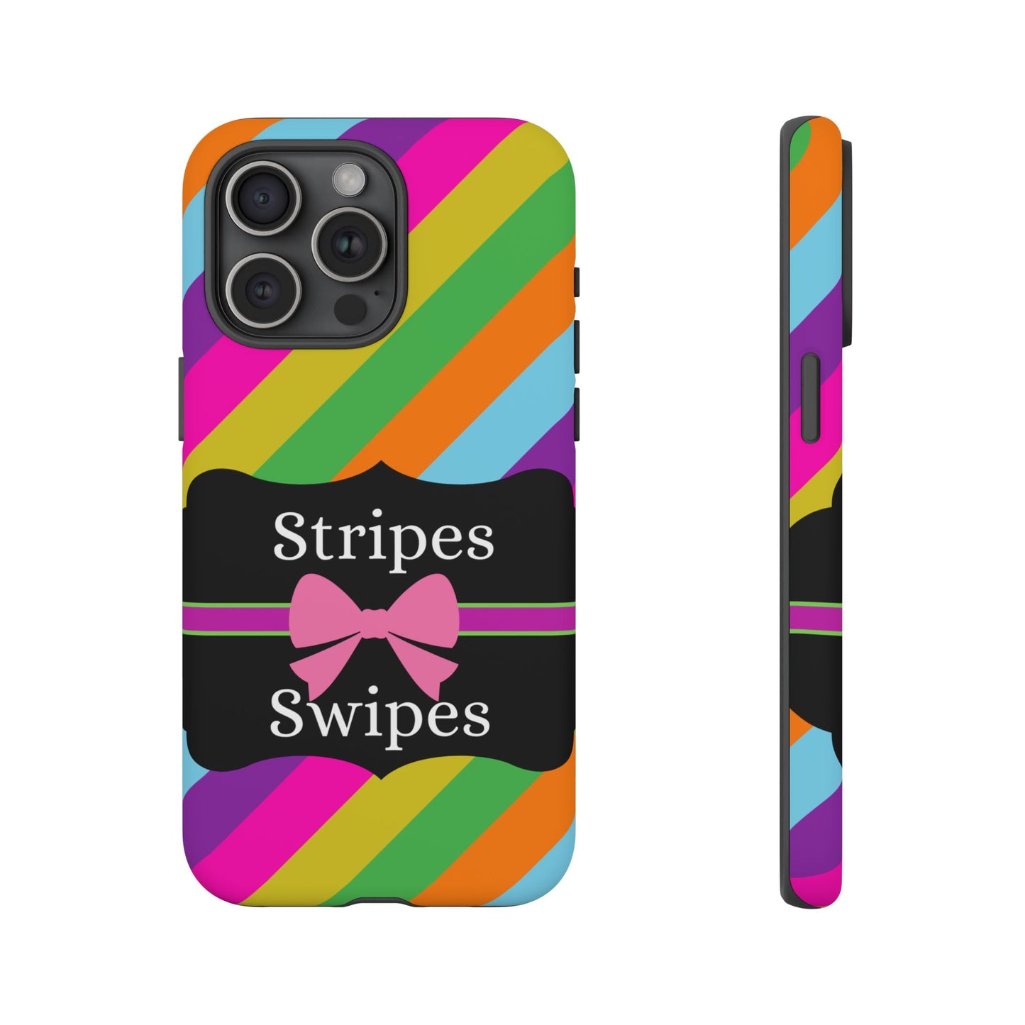 Phone Case iPhone 16/15/14 - Diagonal Vivid Stripes & Swipes Tough Case