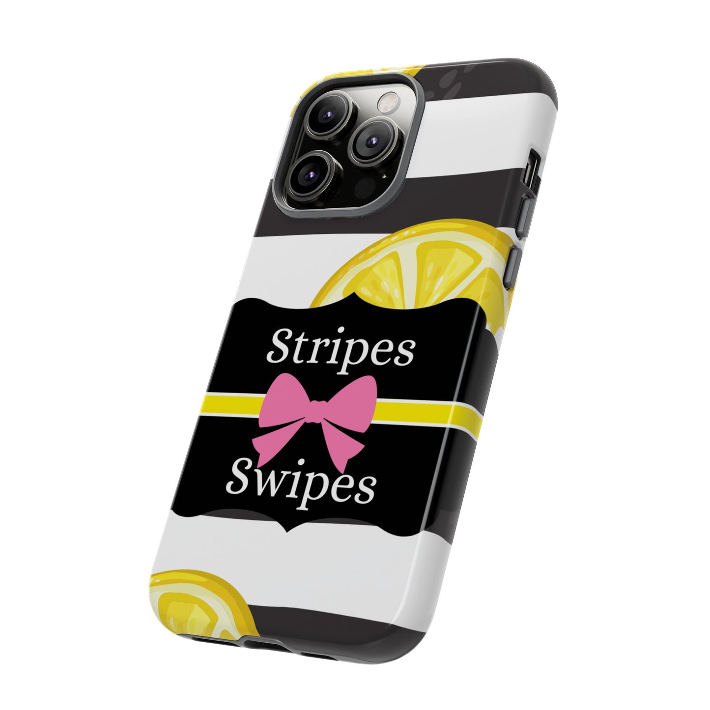 Phone Case iPhone 16/15/14 - Lemony Stripes & Swipes Tough Case