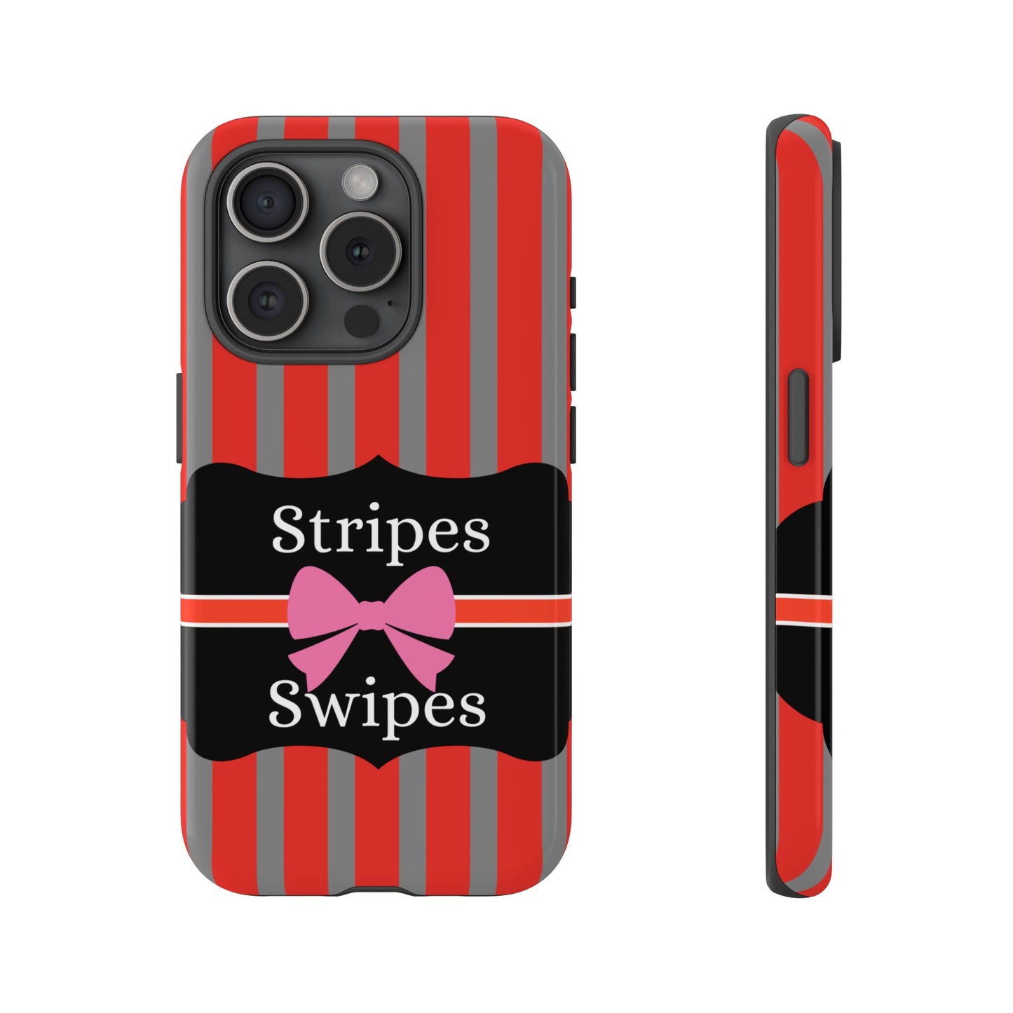 Phone Case iPhone 16/15/14 - Red/Gray Stripes & Swipes Tough Case