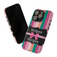 Phone Case iPhone 16/15/14 - Green/Pink/Peach Stripes & Swipes Tough Case
