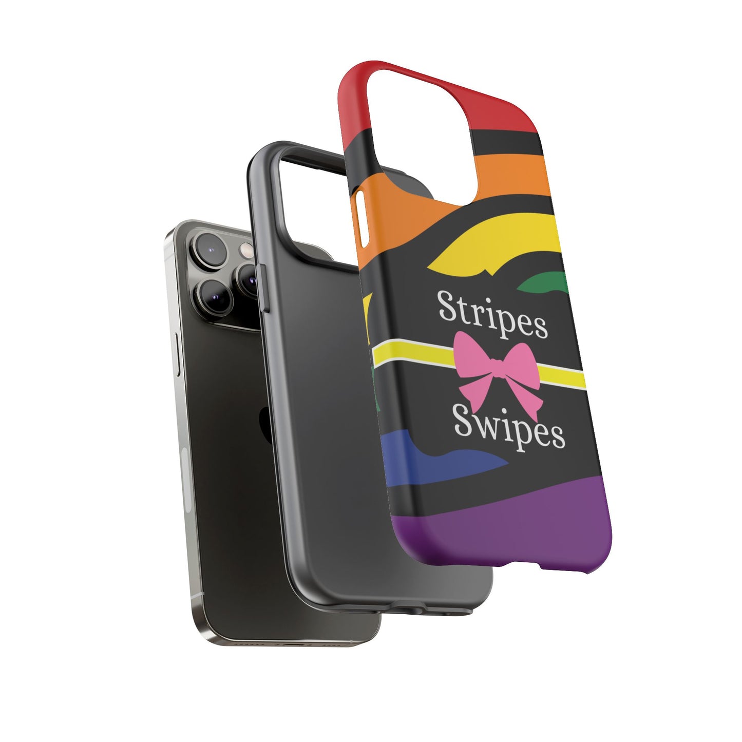 Phone Case iPhone 16/15/14 - Wavy Vivid Stripes & Swipes Tough Case