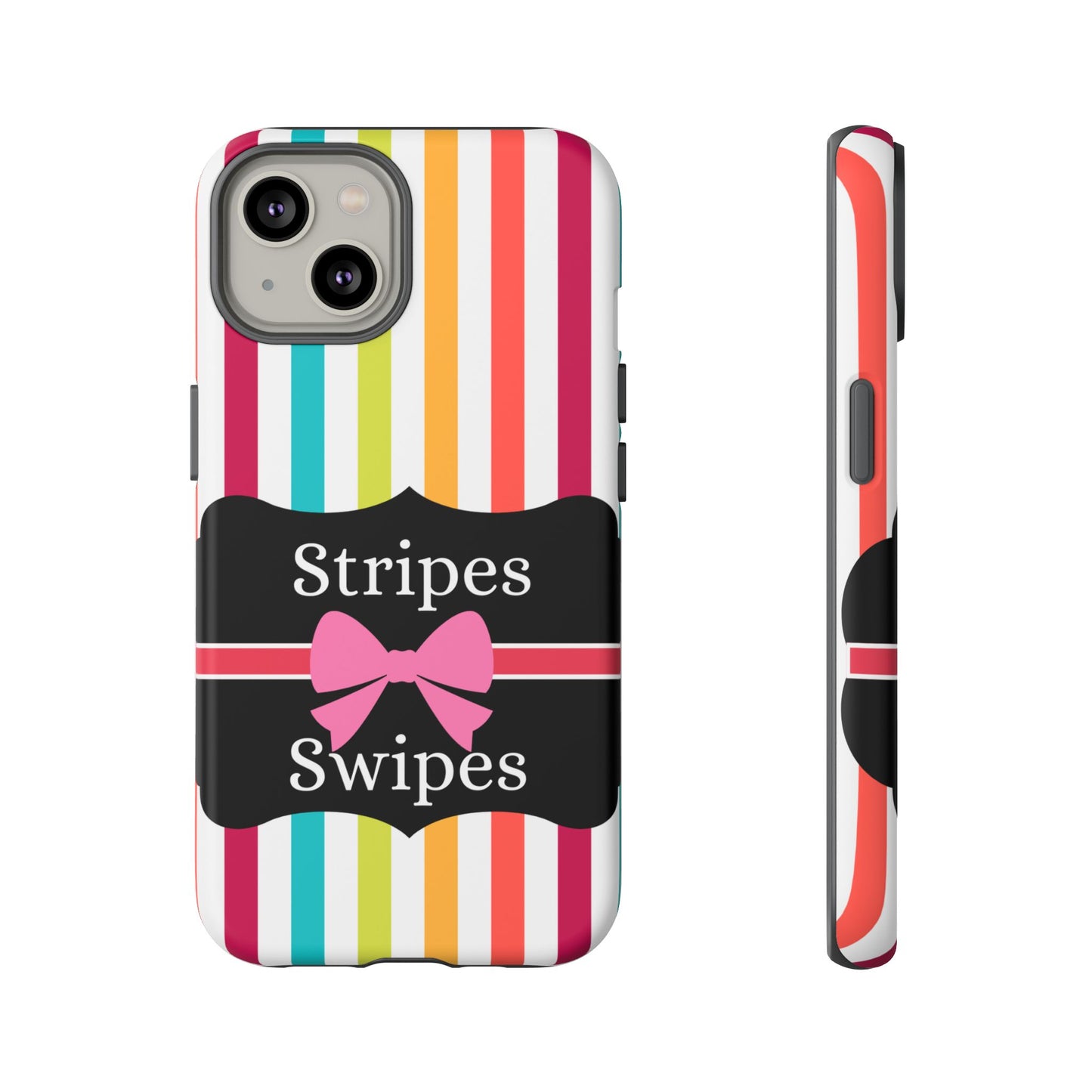 Phone Case iPhone 16/15/14 - Lollipop Stripes & Swipes Tough Case