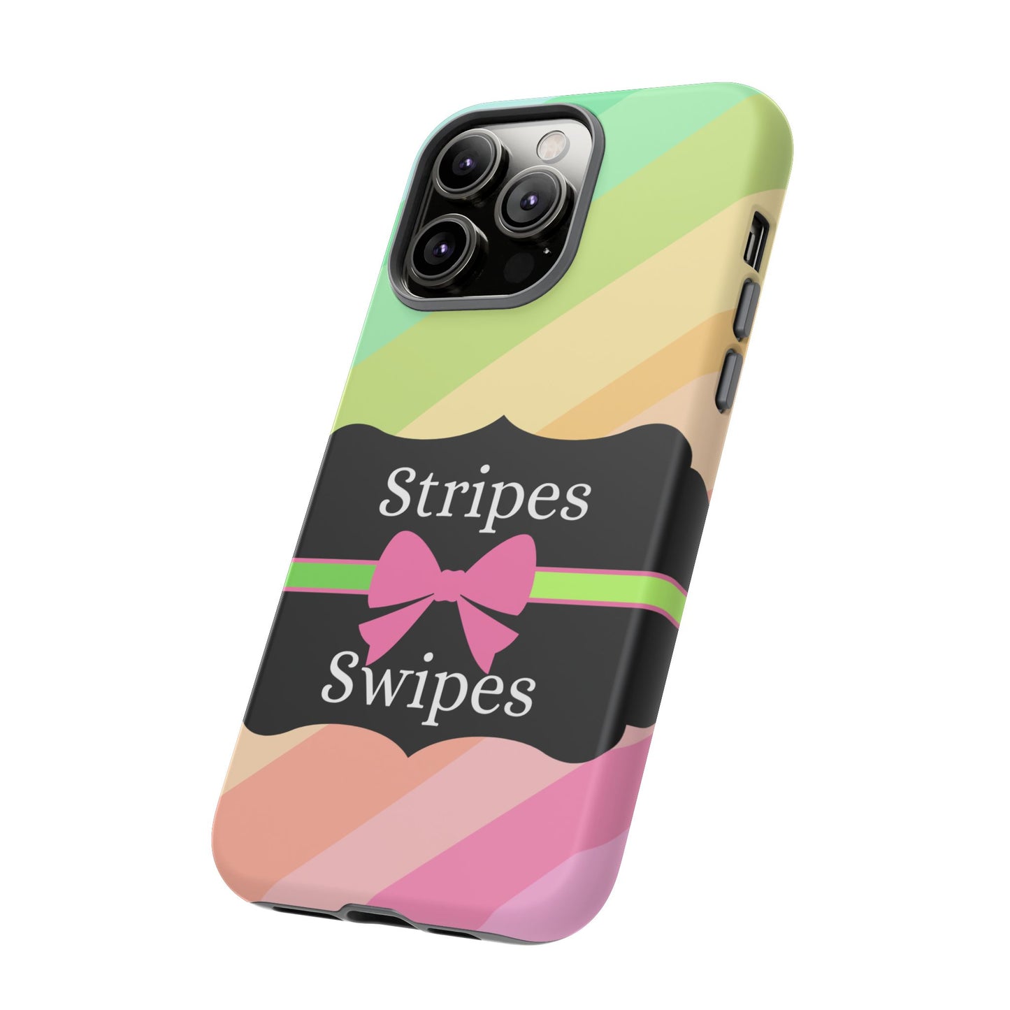 Phone Case iPhone 16/15/14 - Diagonal Pastel Stripes & Swipes Tough Case