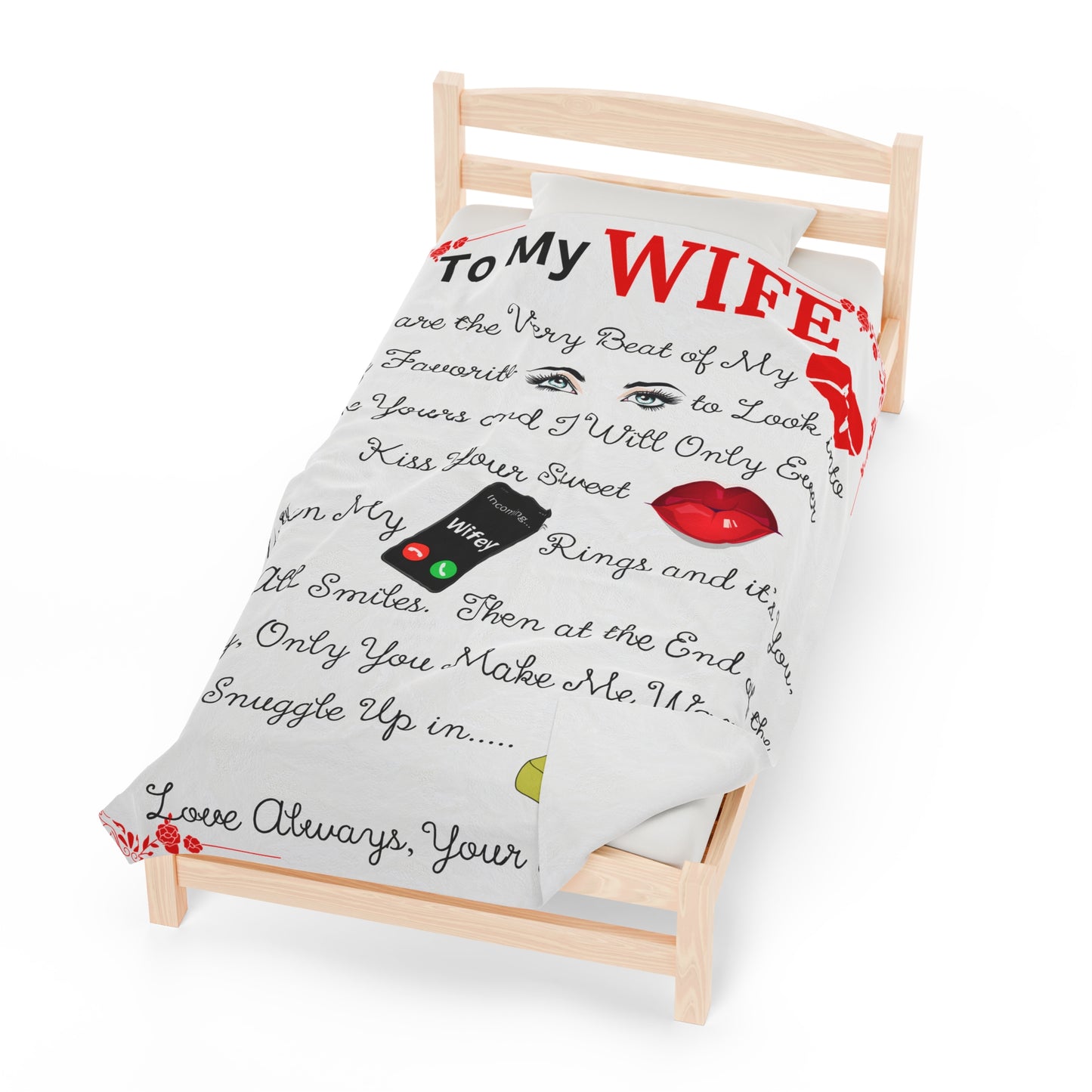 To My Wife Emoji Blanket - In Black or White Velveteen Plush 60"x80"