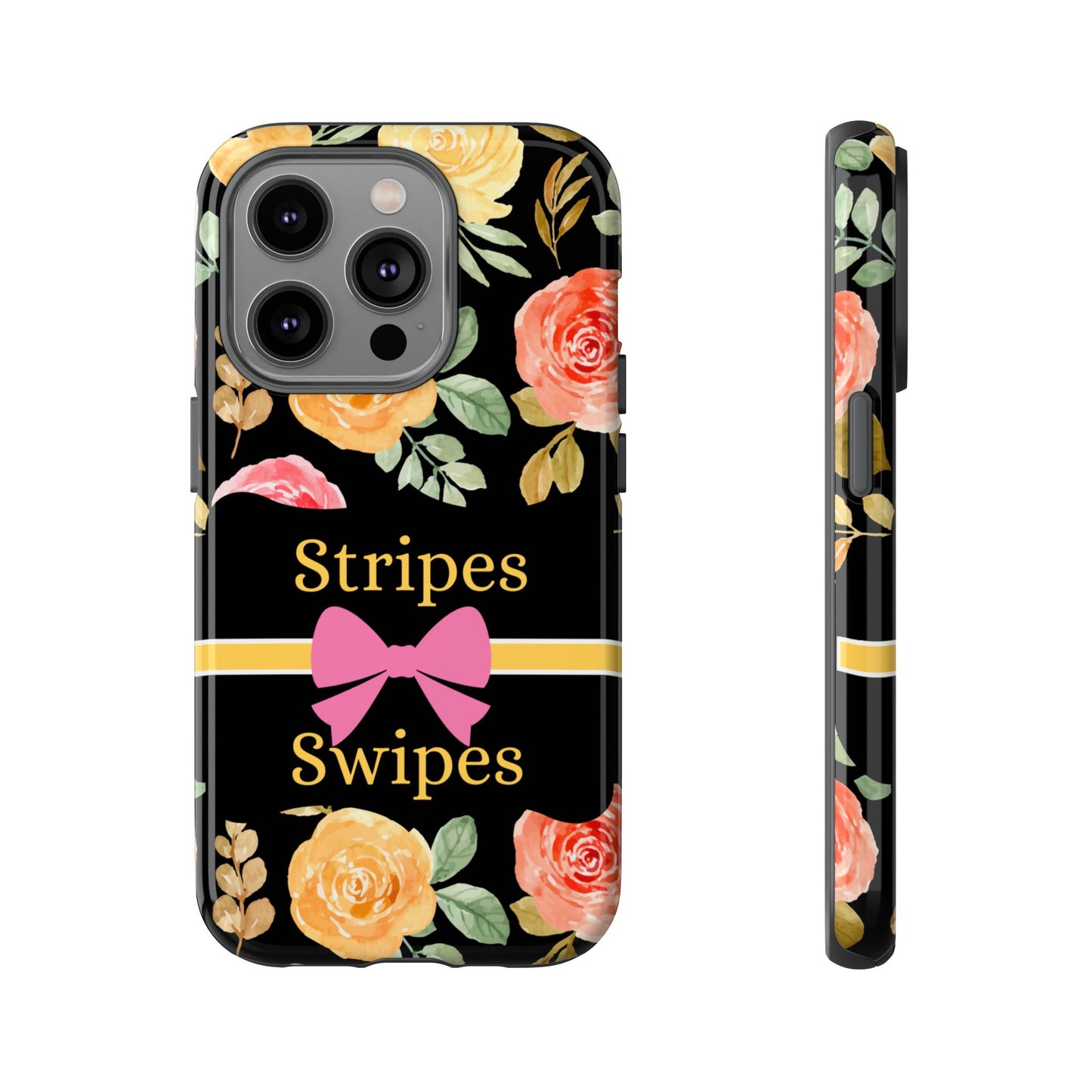 Phone Case iPhone 16/15/14 - Flowers Stripes & Swipes Tough Case