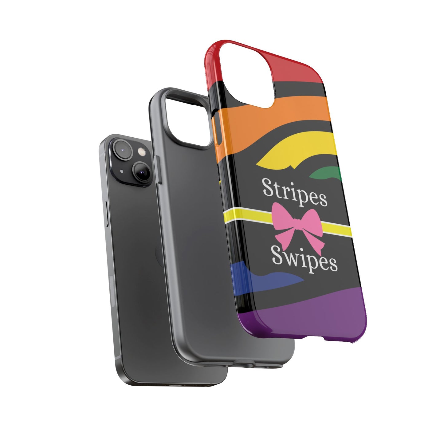 Phone Case iPhone 16/15/14 - Wavy Vivid Stripes & Swipes Tough Case