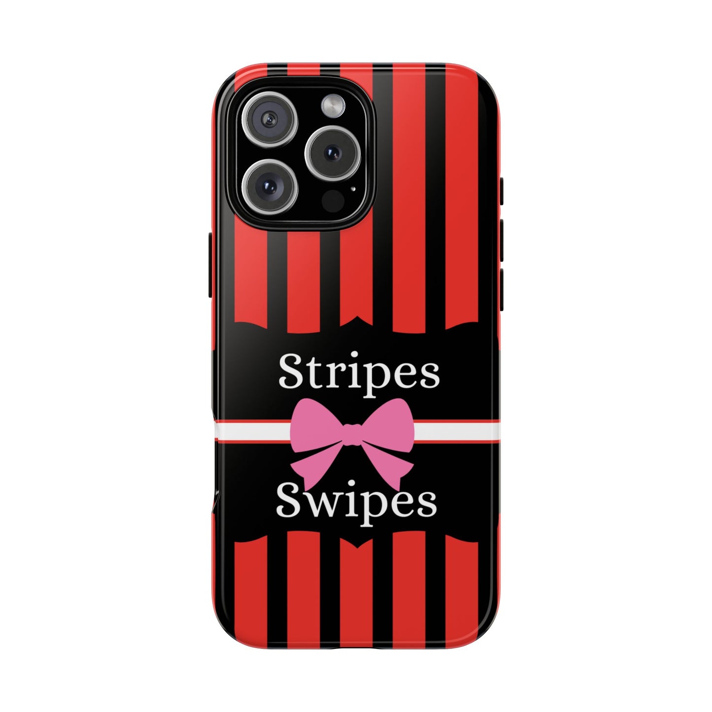 Phone Case iPhone 16/15/14 - Red/Black/White Stripes & Swipes Tough Case