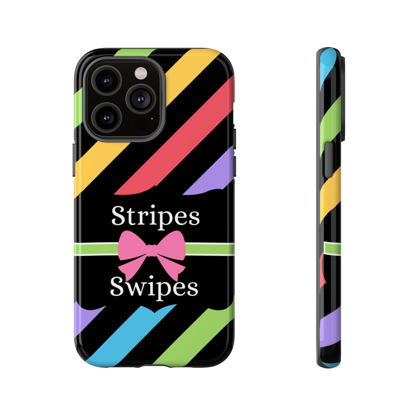 Phone Case iPhone 16/15/14 - Diagonal Vivid Black Stripes & Swipes Tough Case