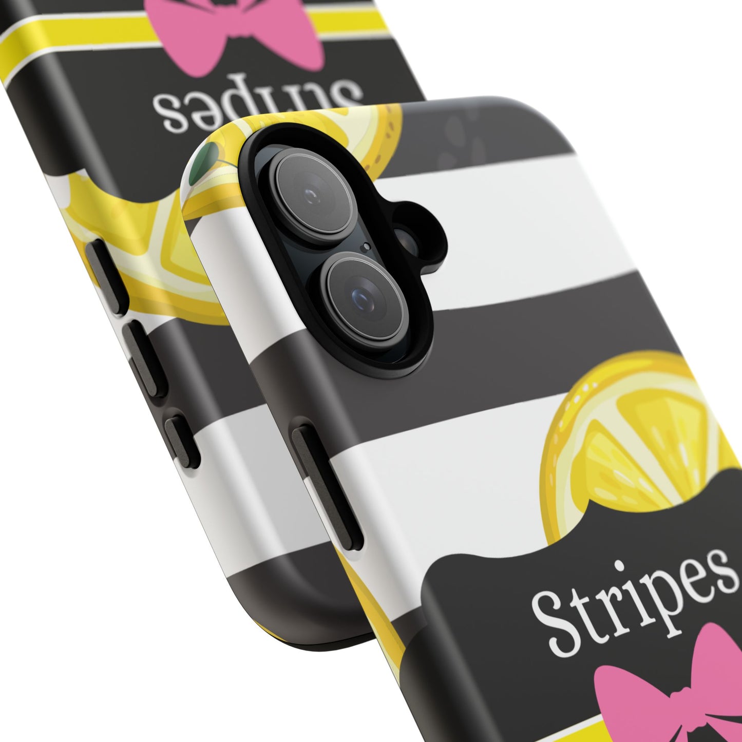 Phone Case iPhone 16/15/14 - Lemony Stripes & Swipes Tough Case