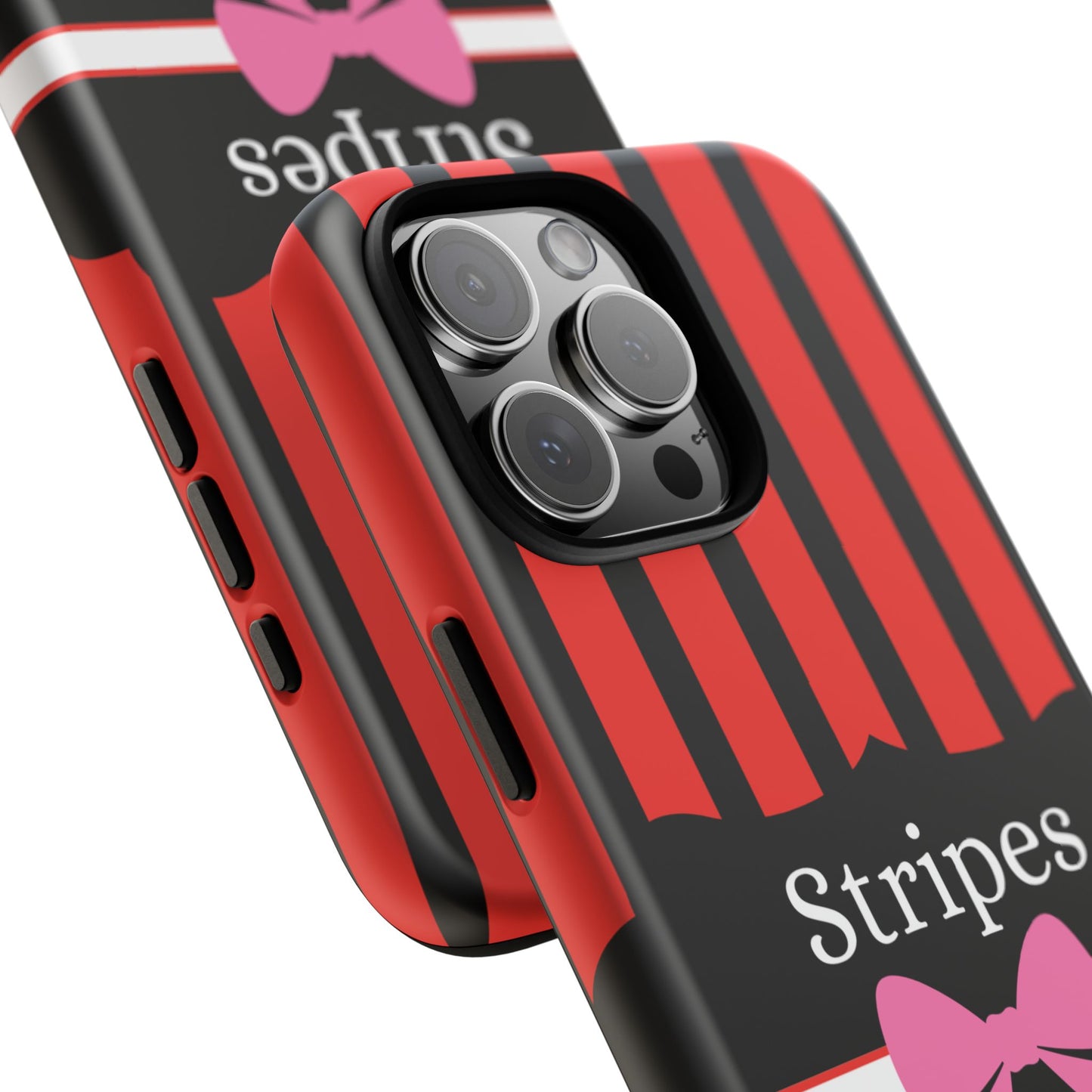 Phone Case iPhone 16/15/14 - Red/Black/White Stripes & Swipes Tough Case