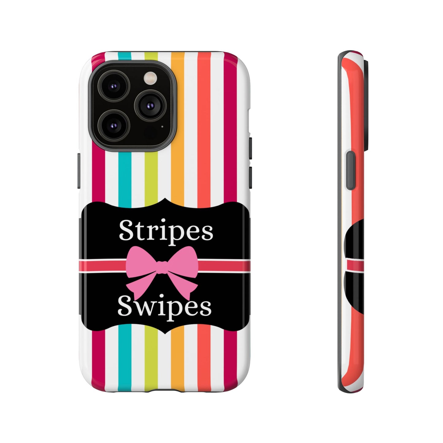 Phone Case iPhone 16/15/14 - Lollipop Stripes & Swipes Tough Case