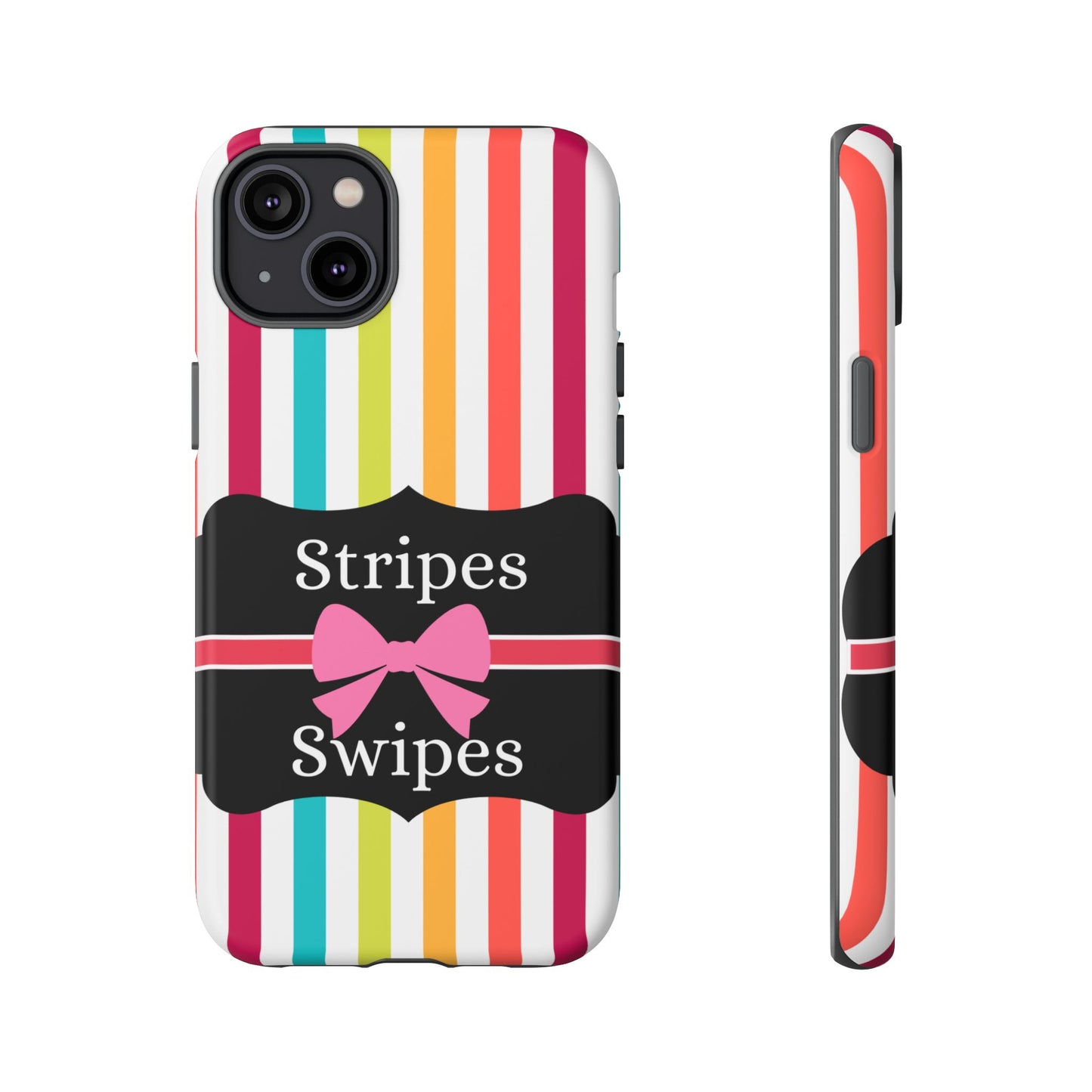 Phone Case iPhone 16/15/14 - Lollipop Stripes & Swipes Tough Case